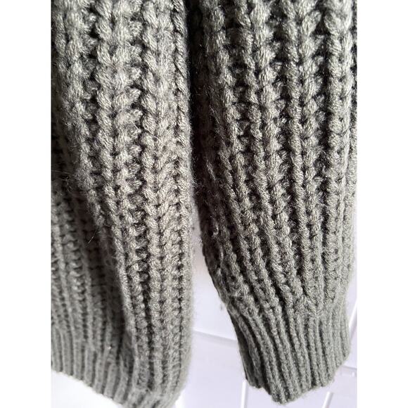 Torrid Womens Sweater Sz 0 L 12 Olive Green Cable Tie Back Thick Bow - Picture 9 of 10
